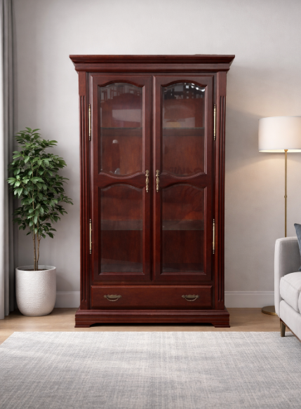 109-F-1   Vitrina 2p. color caoba